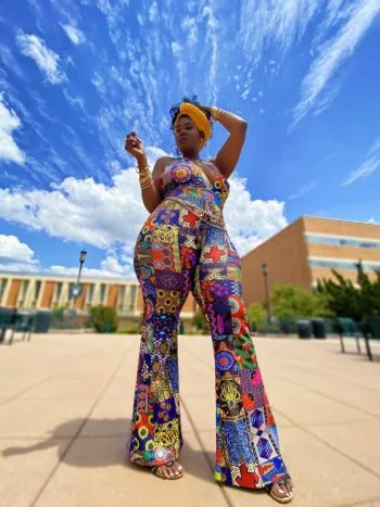 DAYO WOMEN'S STRETCHY AFRICAN PRINT JUMPSUIT (PATCH ANKARA SKIRT MULTI-PATTERN DASHIKI ) 3