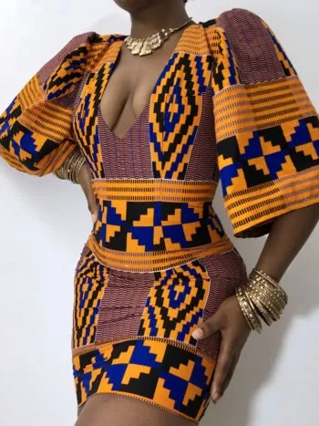 ZAS KENTE PRINT DRESS (STRETCHY AFRICAN PRINT PATTERN)