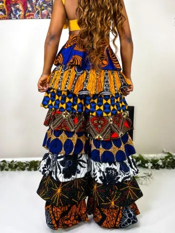 Jahzara Shakara Blue Multicolored African Ankara Patch Print